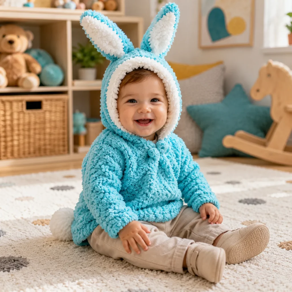 Cozy Bunny Hooded Sweater Crochet Pattern – A Soft and Adorable DIY Project for Babies and Toddlers