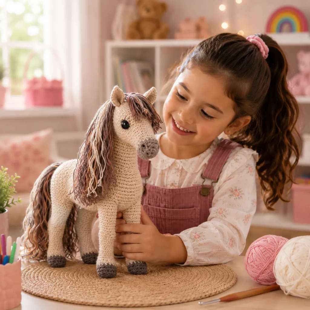 Crochet Horse Amigurumi Pattern (Free)- A Realistic Standing Pony With Long Mane, Fluffy Tail, and Cute Sock Hooves 2_result