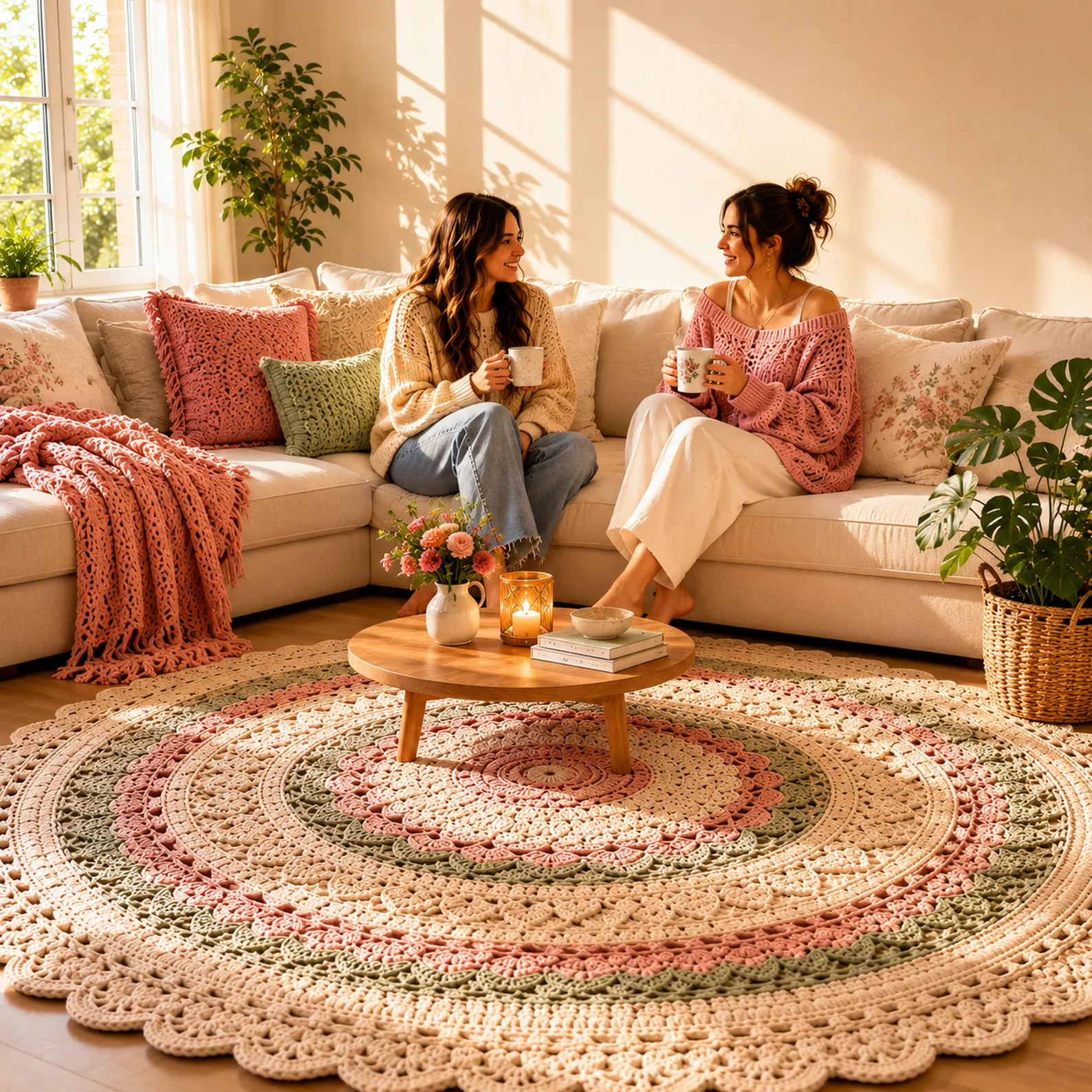 Crochet Pattern for a Round Lace Mandala Rug (Free)- Elegant Scalloped Floor Doily Rug Tutorial for Beginners 3_result