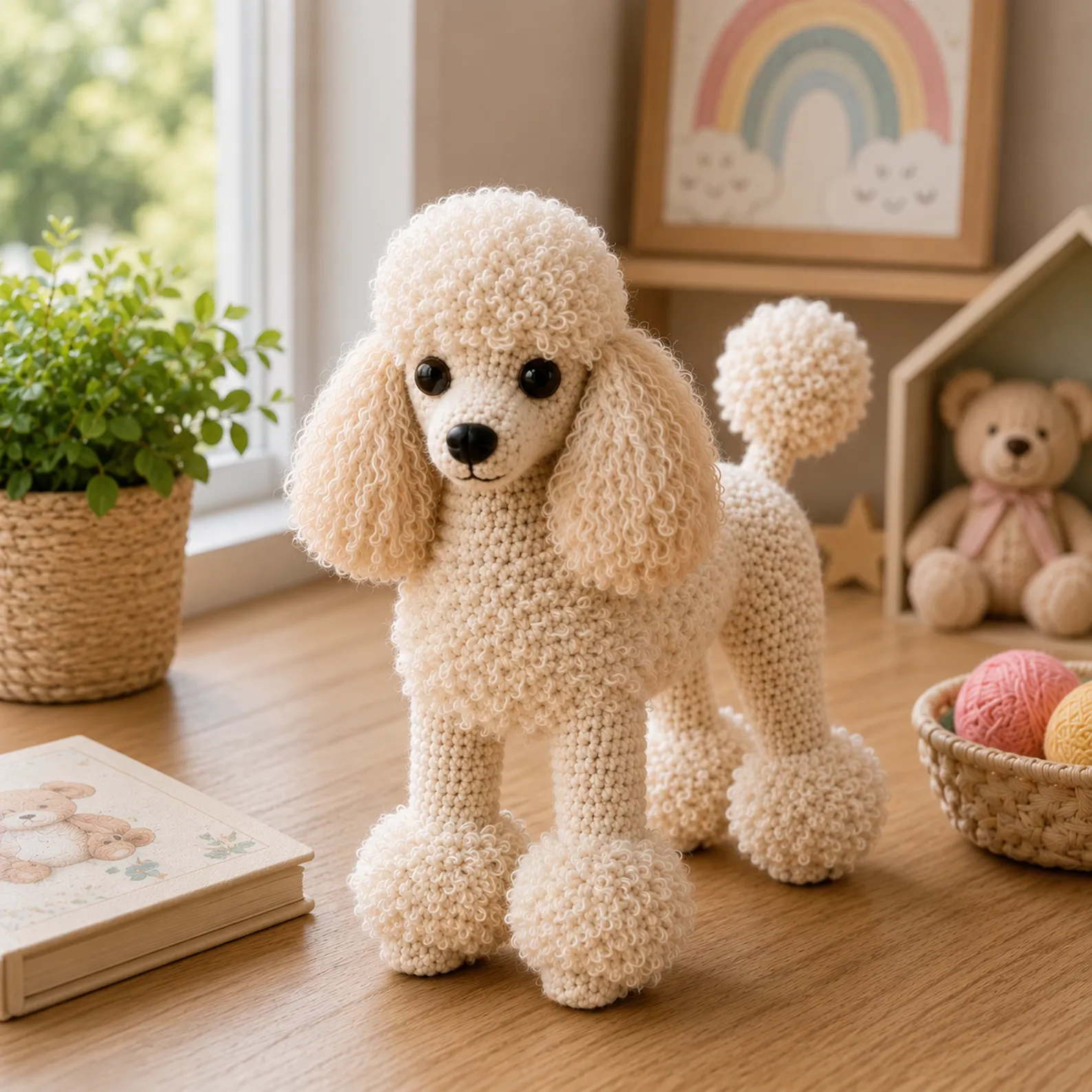 Crochet Poodle Amigurumi Pattern (Free): A Fluffy Toy Poodle With Curly Ears, Pom-Pom Tail, and Cute Puppy Face