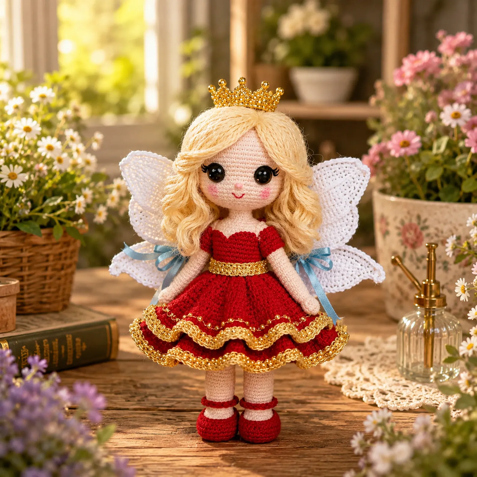Princess Fairy Doll Crochet Pattern (Free)- A Royal Amigurumi With Crown, Wings, and a Ruffled Party Dress 2_result