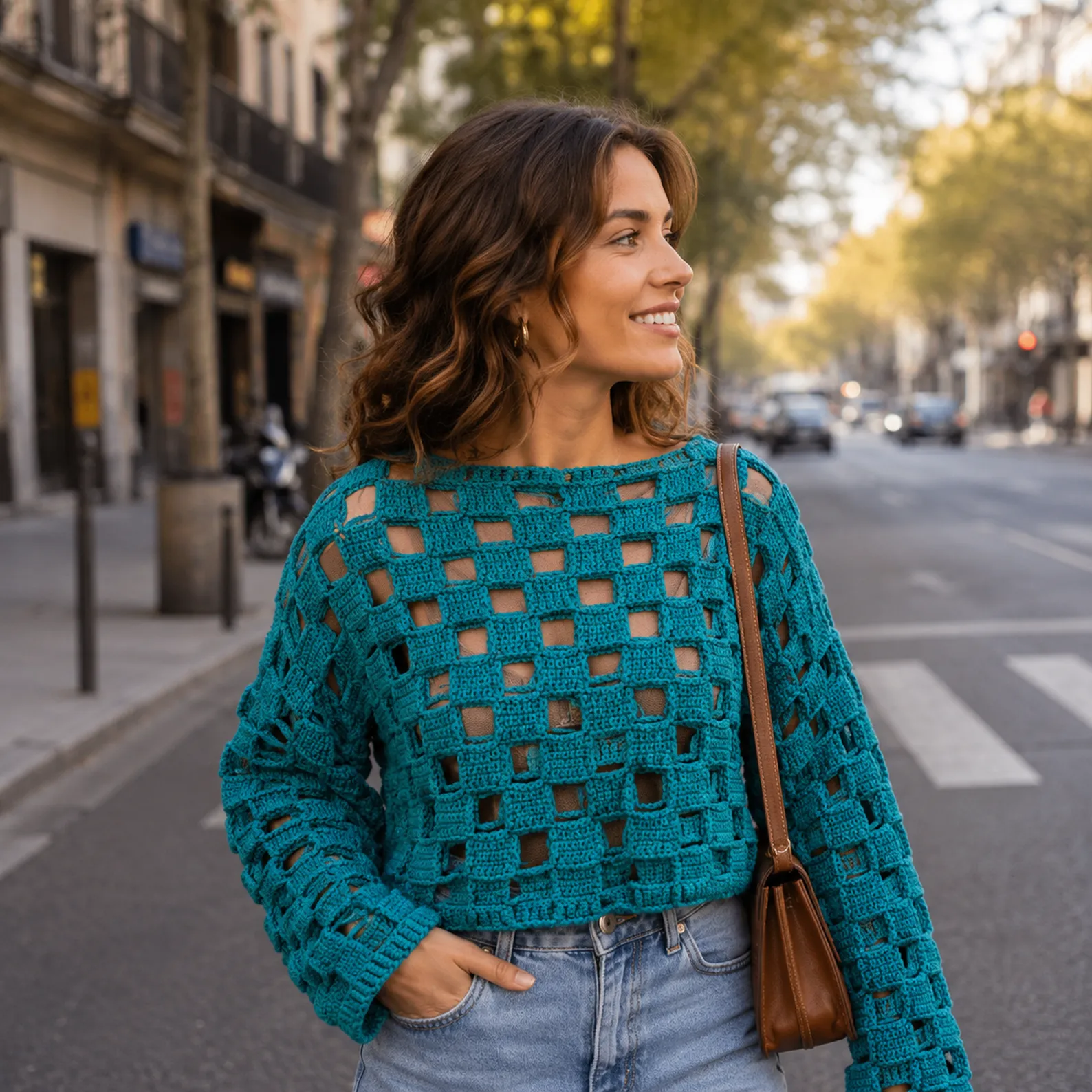 Woven Mesh Crochet Sweater Pattern (Free)- A Modern Openwork Pullover with Statement Sleeves 3_result