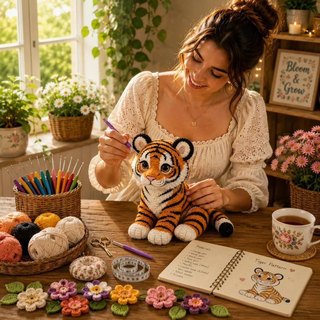 Crochet Tiger Cub Amigurumi Crochet Pattern With Cute Stripes, White Muzzle, and Big Paws 2_result
