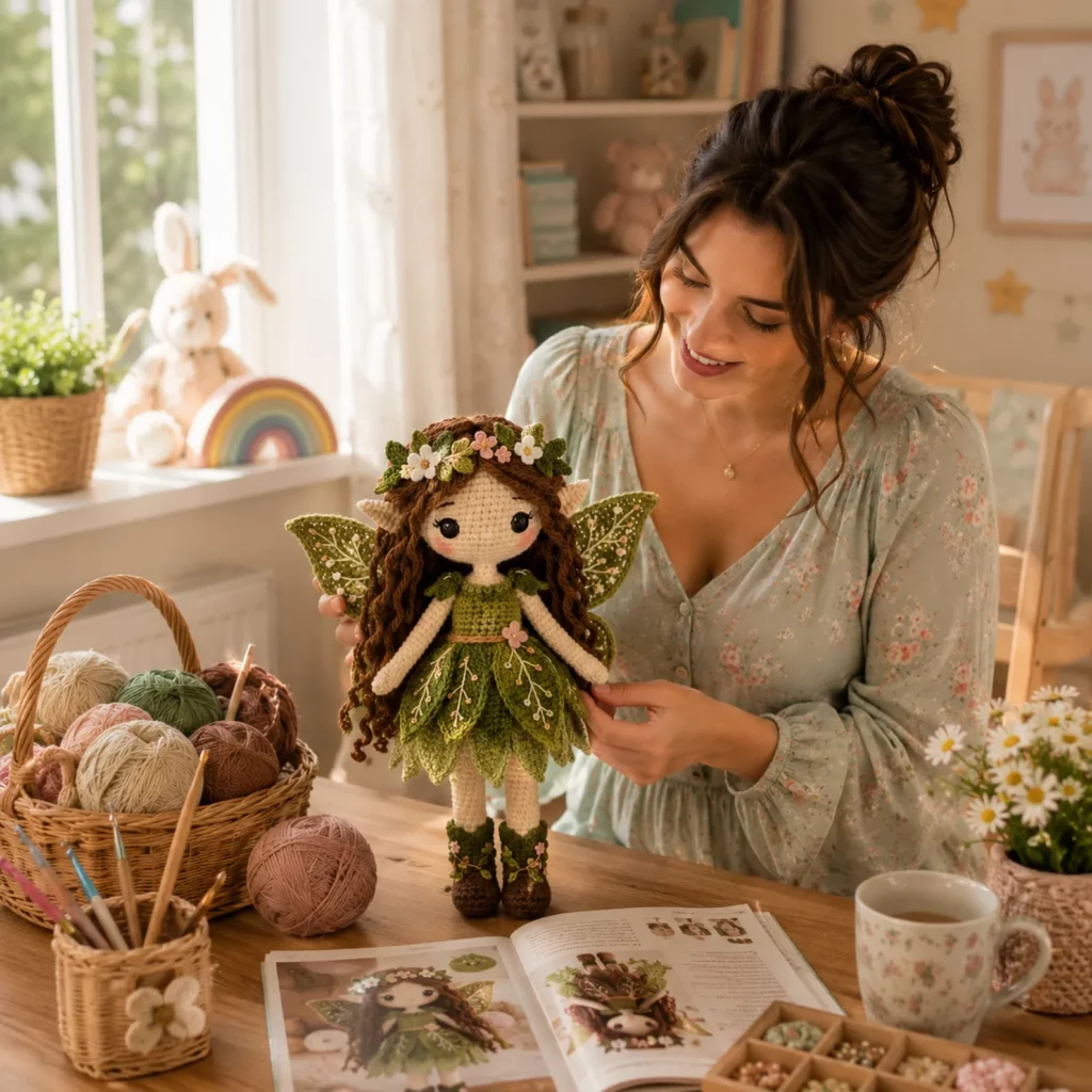 Enchanted Woodland Fairy Amigurumi Crochet Pattern (Free)- A Whimsical Doll With Leaf Dress, Wings, and Flower Crown 1_result