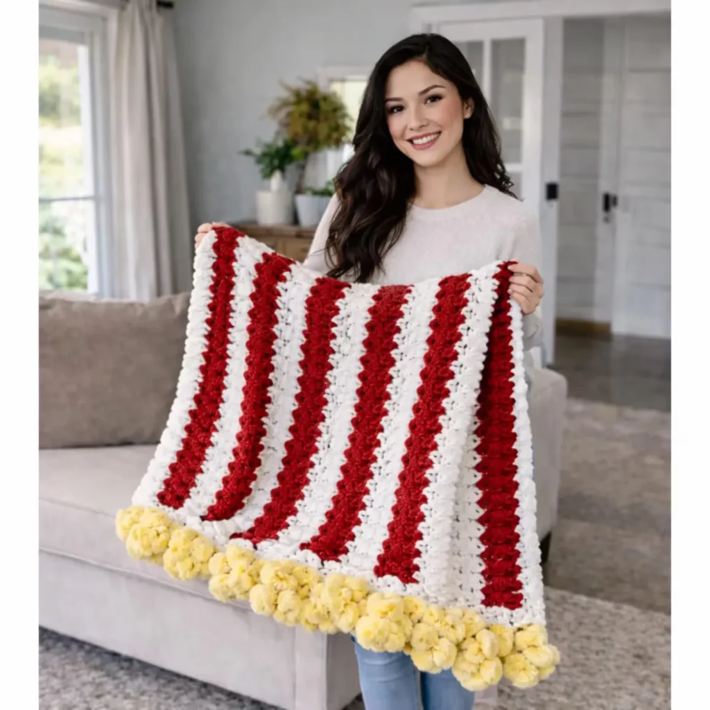 Popcorn Bucket Crochet Blanket Pattern_result
