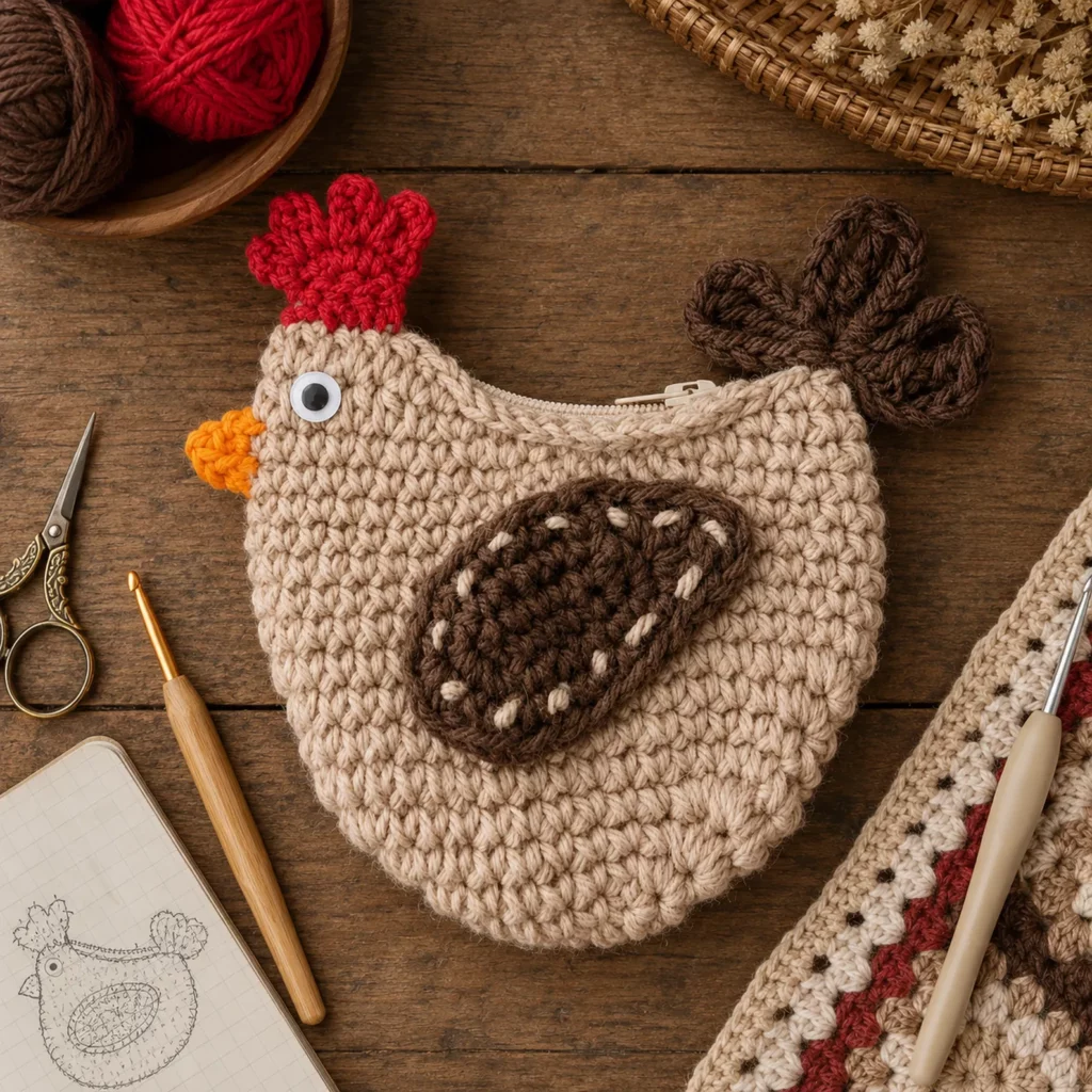 Cute Chicken Crochet Coin Purse Pattern – An Adorable and Functional Crochet Pattern for Beginners 2_result