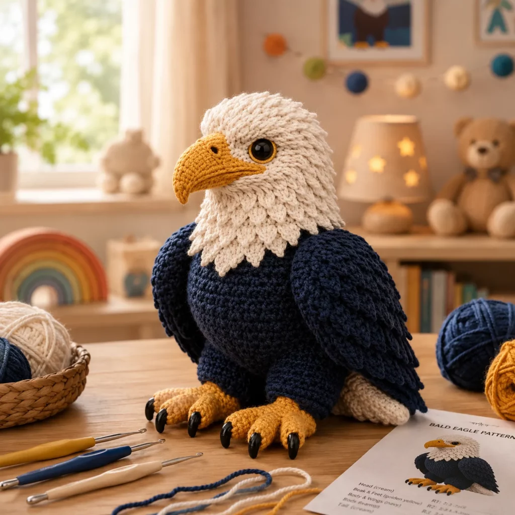 Bald Eagle Amigurumi Crochet Pattern (Free)- A Realistic Plush With Layered Feathers, Curved Beak, and Powerful Talons_result