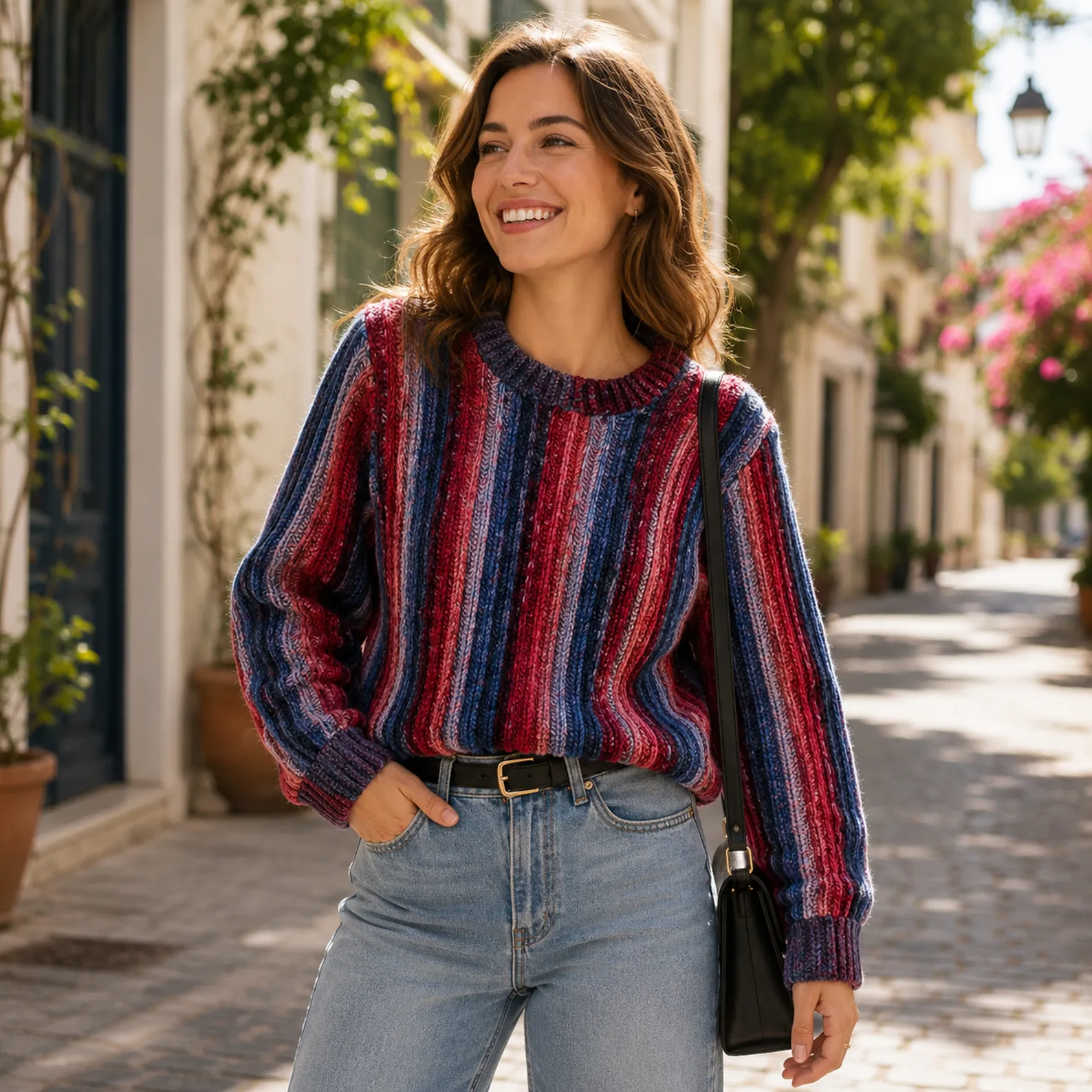 Vibrant Crochet Pattern for a Women's Multicolor Ribbed Sweater_result