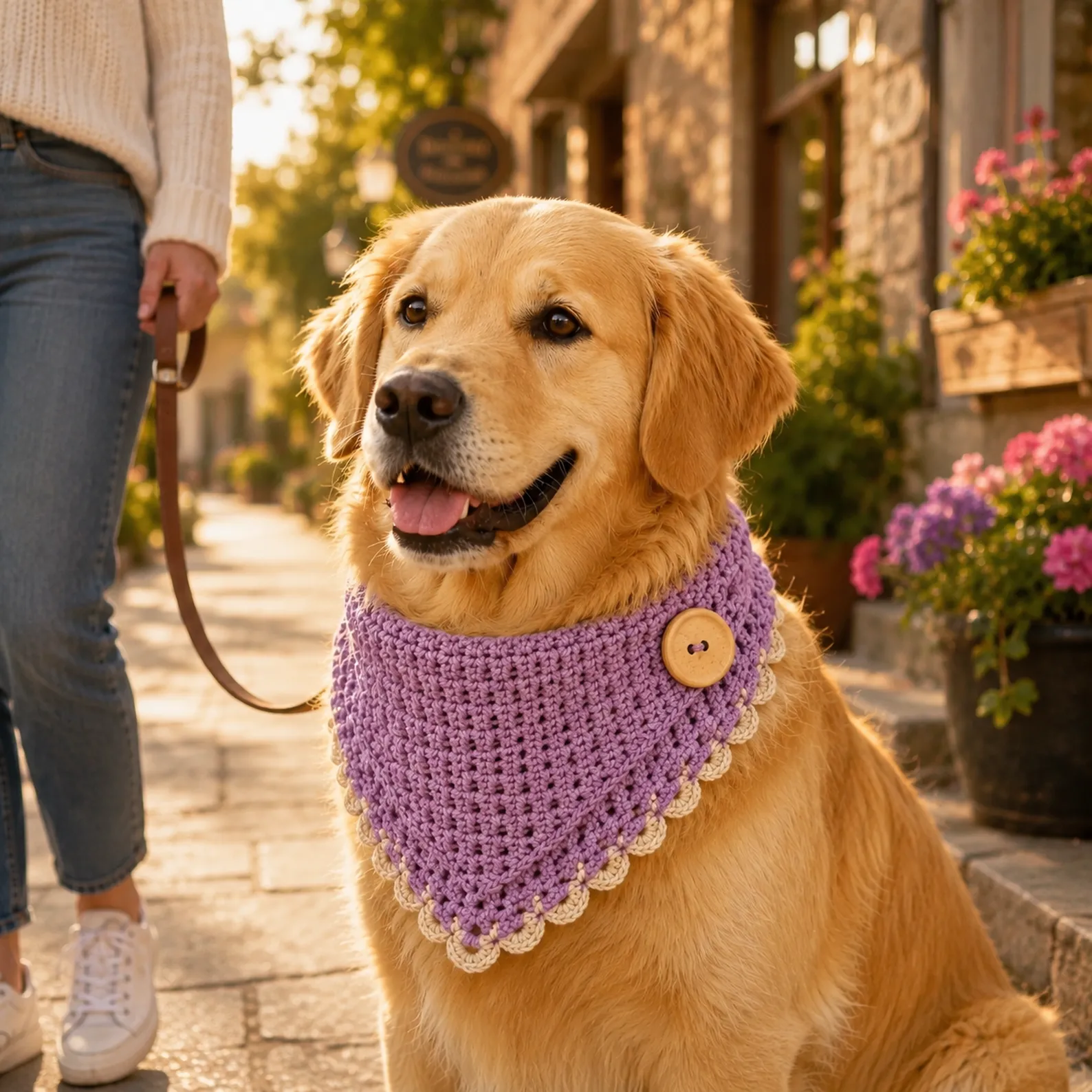 Crochet Dog Bandana Pattern (Free)- Easy Button-Up Pet Scarf With Cozy Texture and Cute Scalloped Edge 2_result