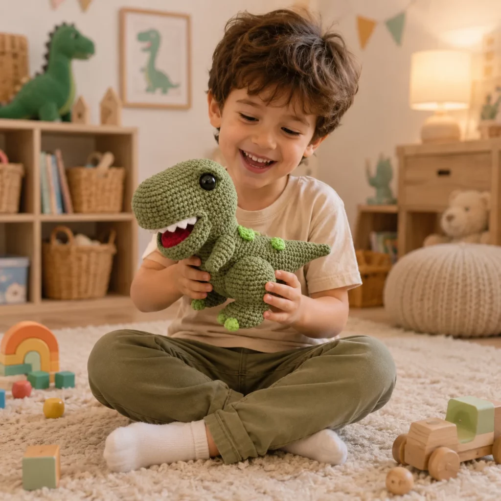 T-Rex Amigurumi Crochet Pattern (Free)- A Cute Dinosaur Plush With Big Smile, Teeth, and Tiny Arms 2_result
