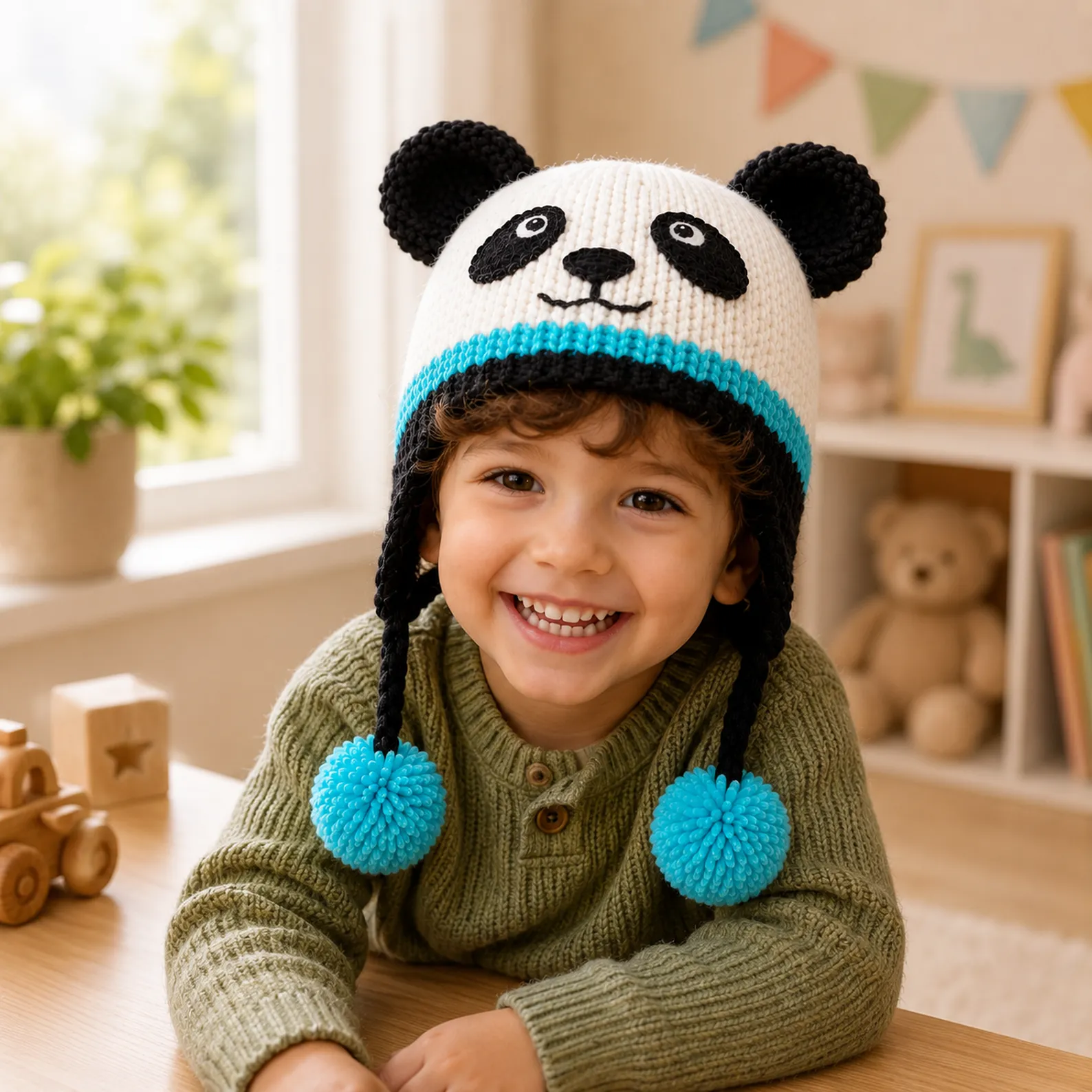 Panda Earflap Hat Crochet Pattern (Free)- A Cozy, Kid-Friendly Winter Beanie With Pom-Poms and Cute Panda Face 3_result