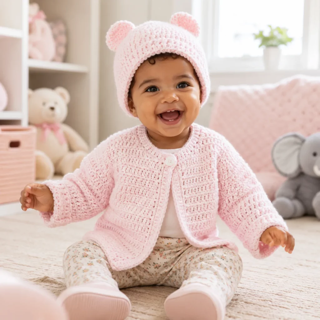 Cute Baby Bear Crochet Cardigan and Hat Pattern – An Adorable Handmade Set for Newborns_result