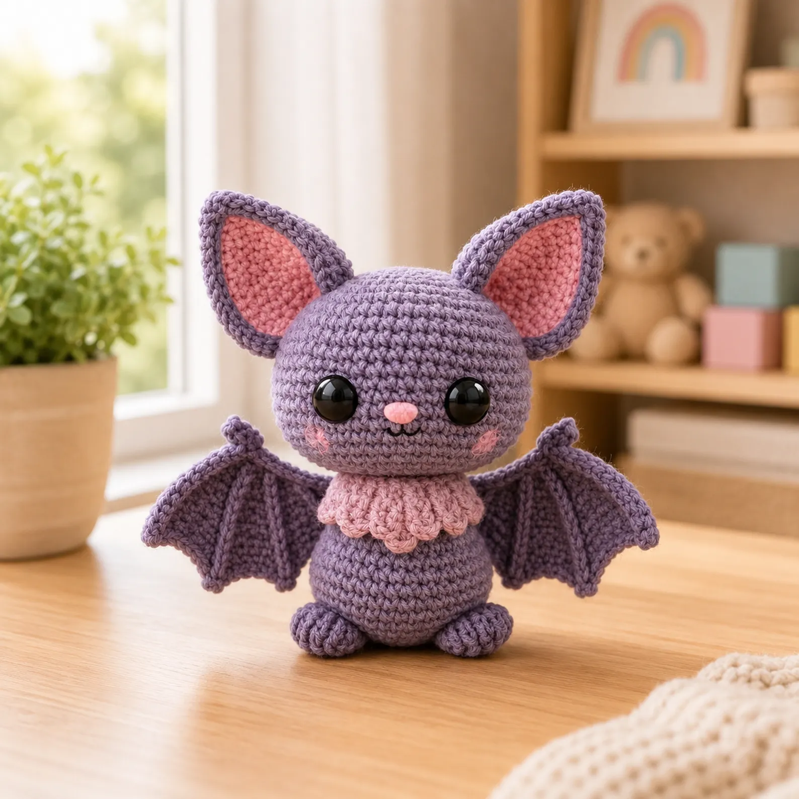 Cute Crochet Bat Amigurumi Crochet Pattern (Free)- A Beginner-Friendly Plush With Big Ears, Tiny Wings, and a Sweet Ruffled Collar 3_result