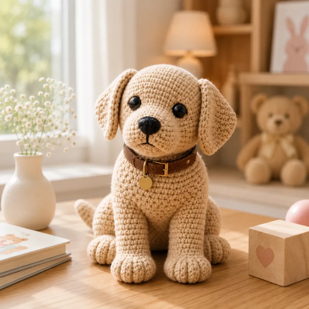 Crochet Puppy Amigurumi Pattern (Free)- Easy Sitting Dog With Floppy Ears, Cute Nose, and Chunky Paws_result