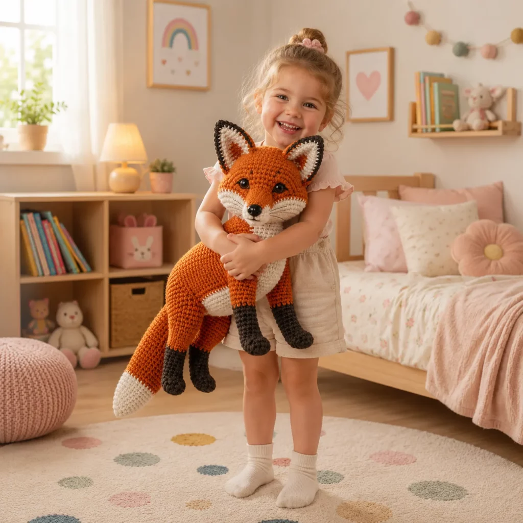 Crochet Fox Amigurumi Crochet Pattern With Realistic Face, White Chest, and Fluffy Tail Tip_result