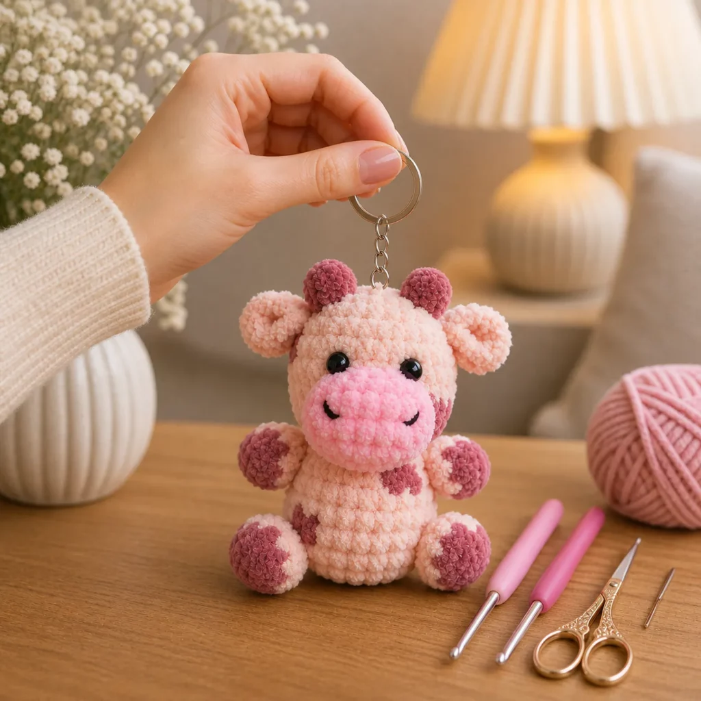 Mini Cow Keychain Amigurumi Crochet Pattern 1_result