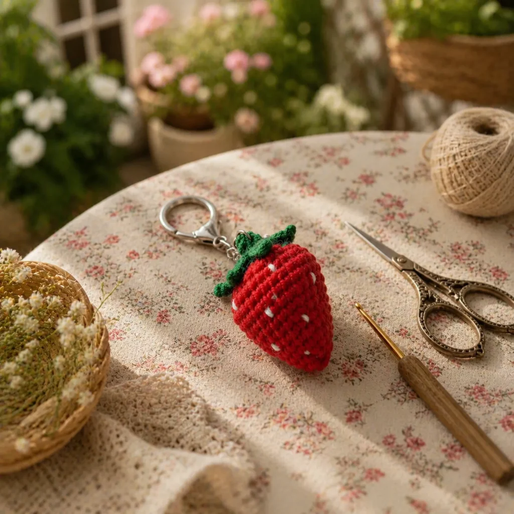 Mini Strawberry Keychain Crochet Pattern_result