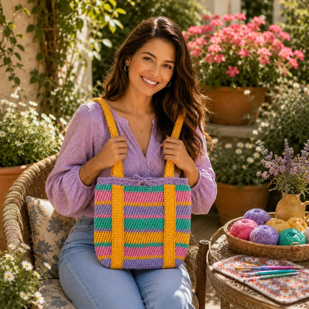 Colorful Striped Crochet Tote Bag Pattern (Free)- A Bright and Practical DIY Crochet Project 1_result