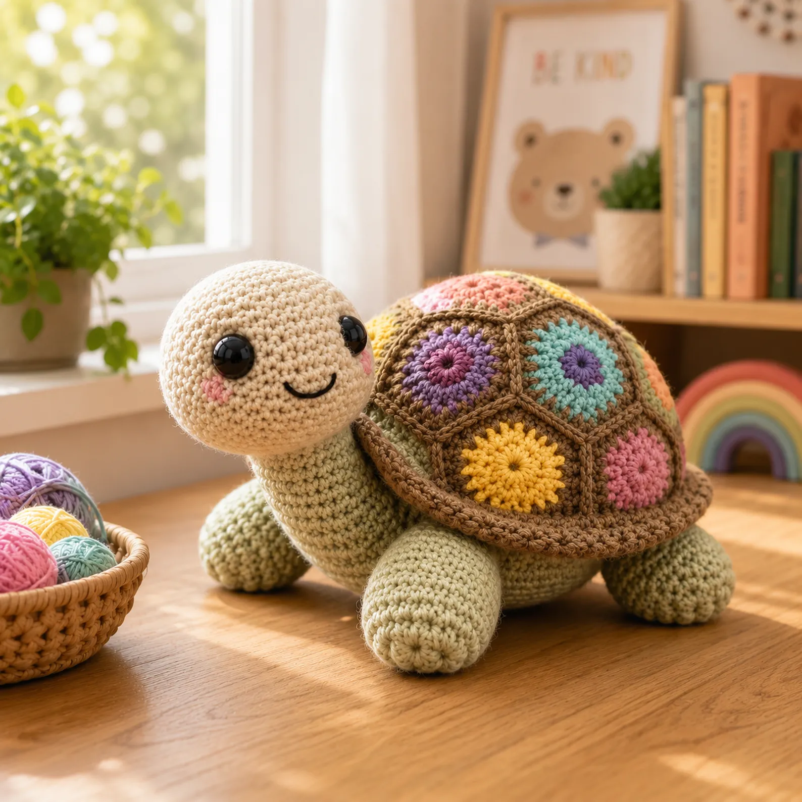 Patchwork Turtle Amigurumi Crochet Pattern (Free)- A Cute Plush Turtle With Granny Hexagon Shell and Chubby Legs 2_result