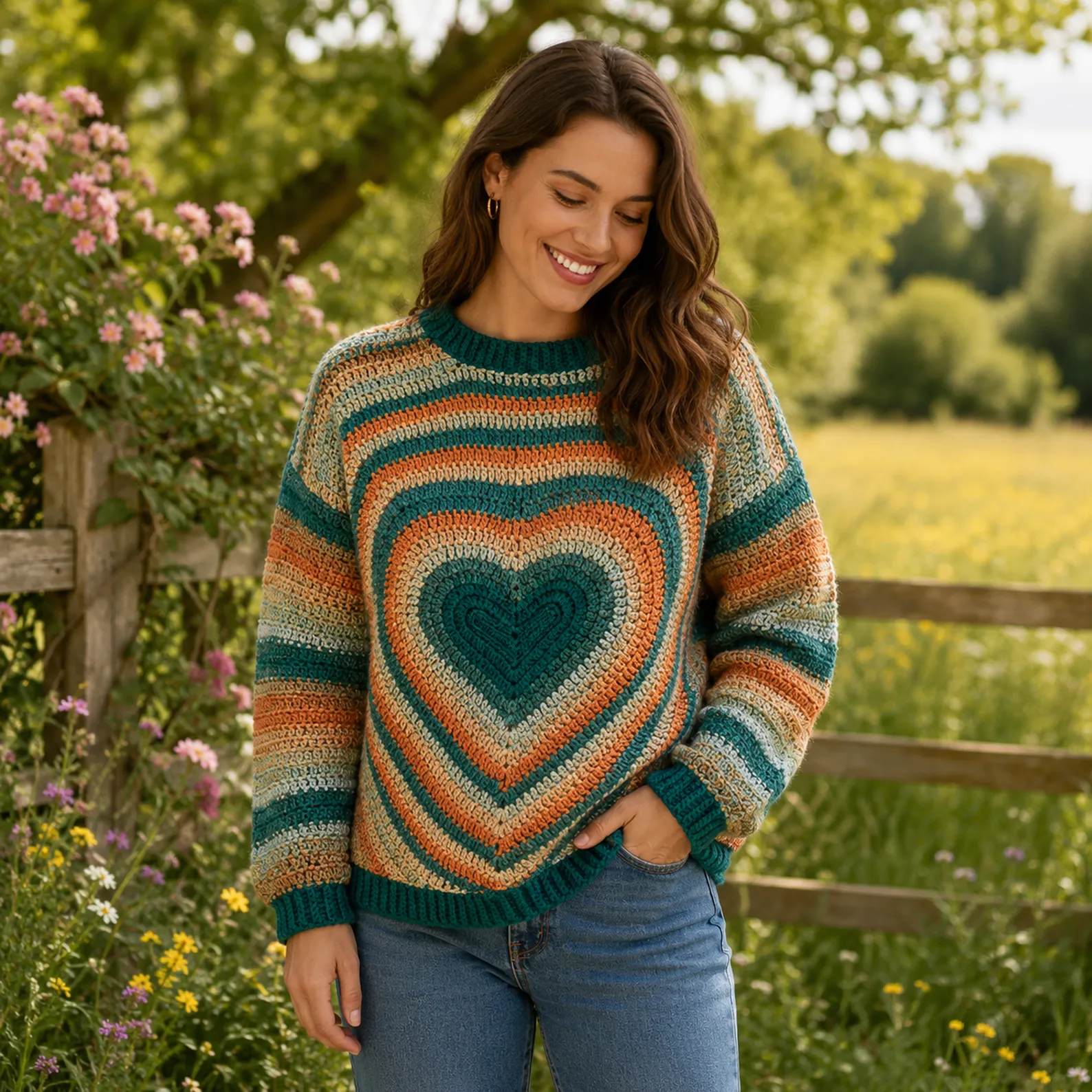 Charming Heart Motif Crochet Pattern for a Women's Cozy Sweater 2_result