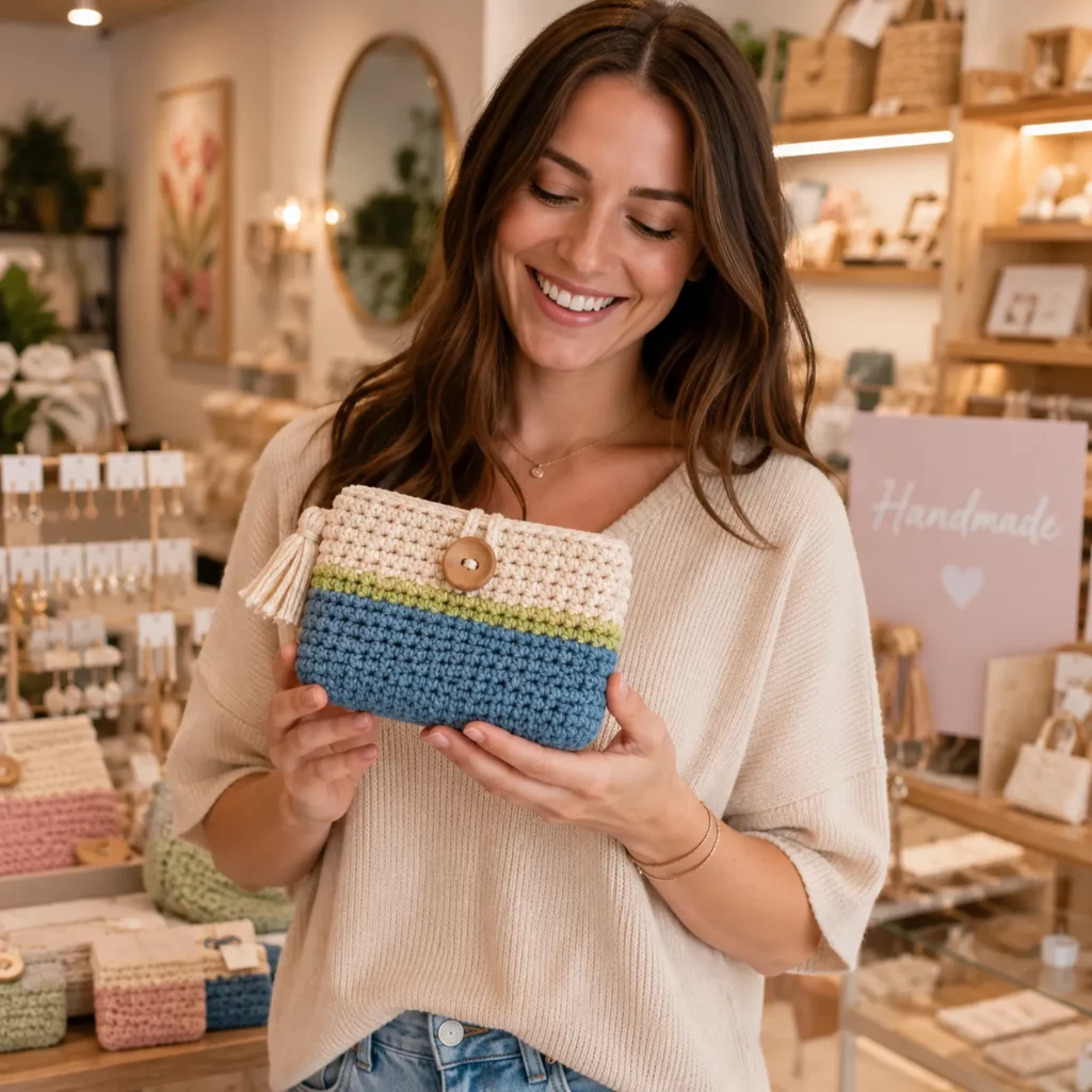 Easy Crochet Pattern for a Color Block Mini Wallet With Button Loop and Tassel 2_result