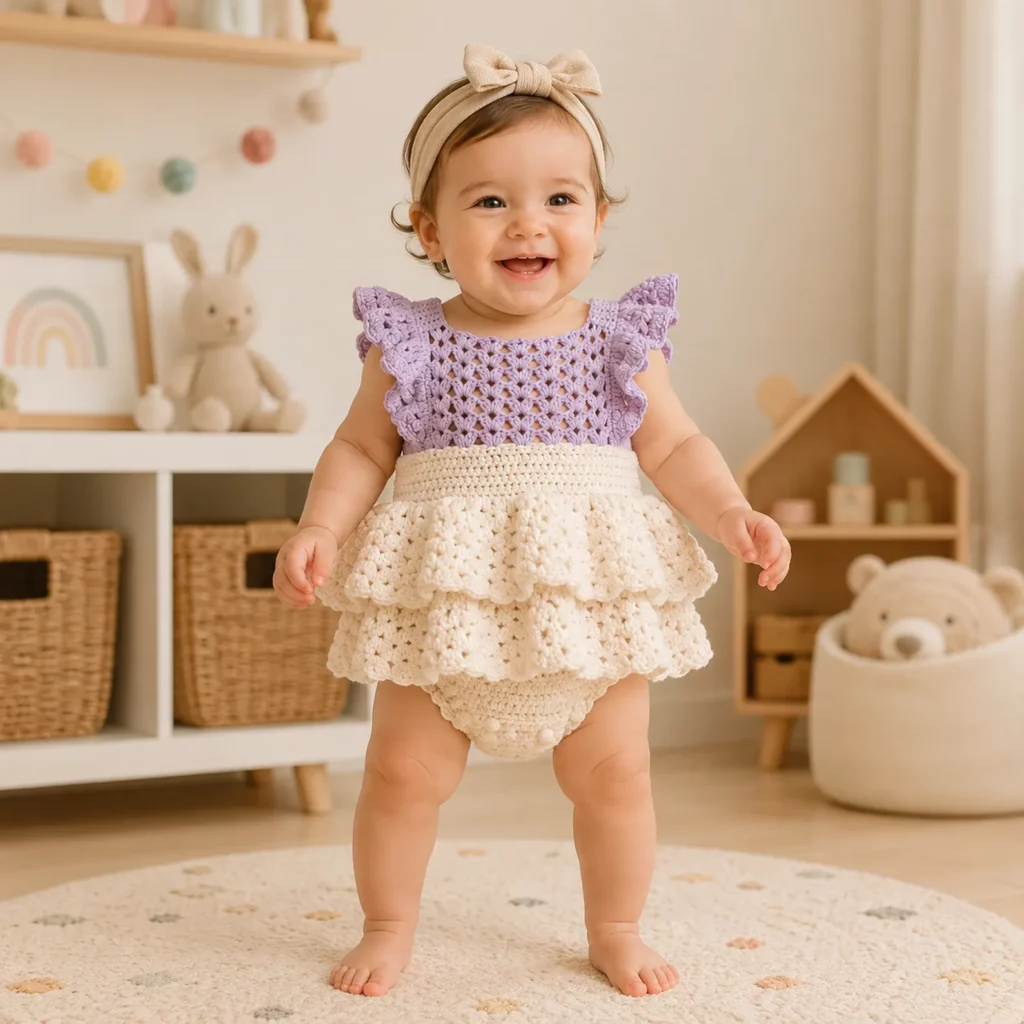 Adorable Baby Crochet Pattern for a Ruffled Summer Romper Dress_result