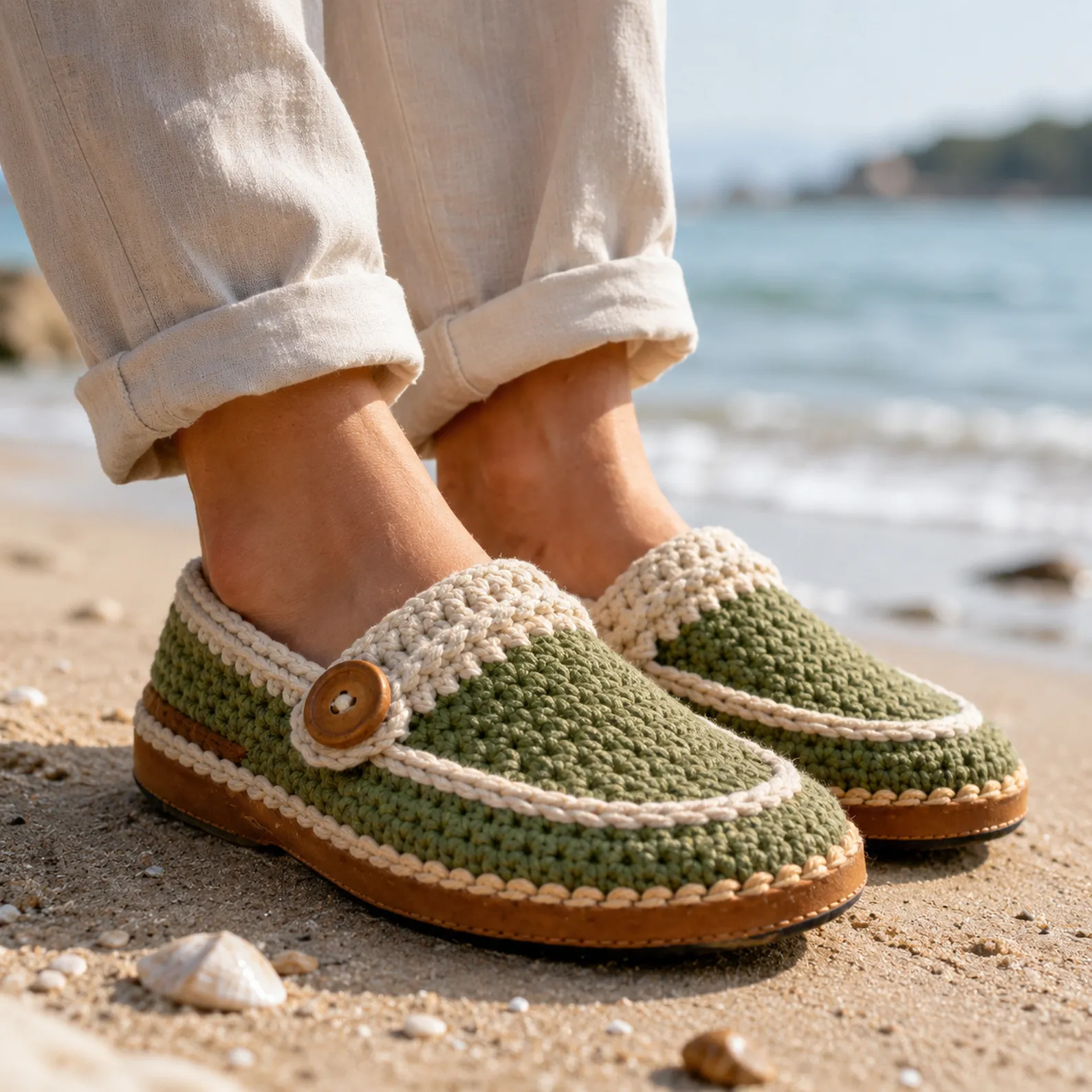 Crochet Loafer Slippers Pattern (Free)- Easy Nautical Slip-On Shoes With Button Strap and Cozy Trim_result