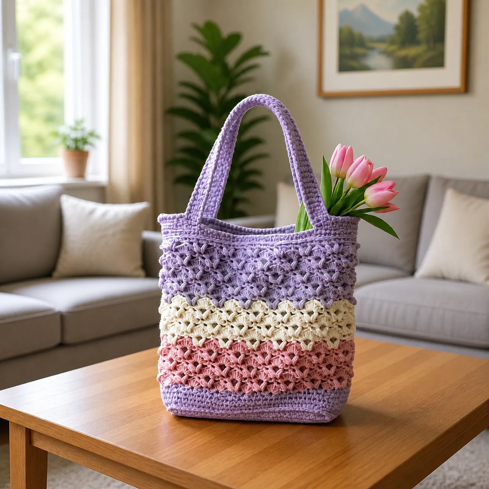 Textured Crochet Tote Bag Crochet Pattern 1