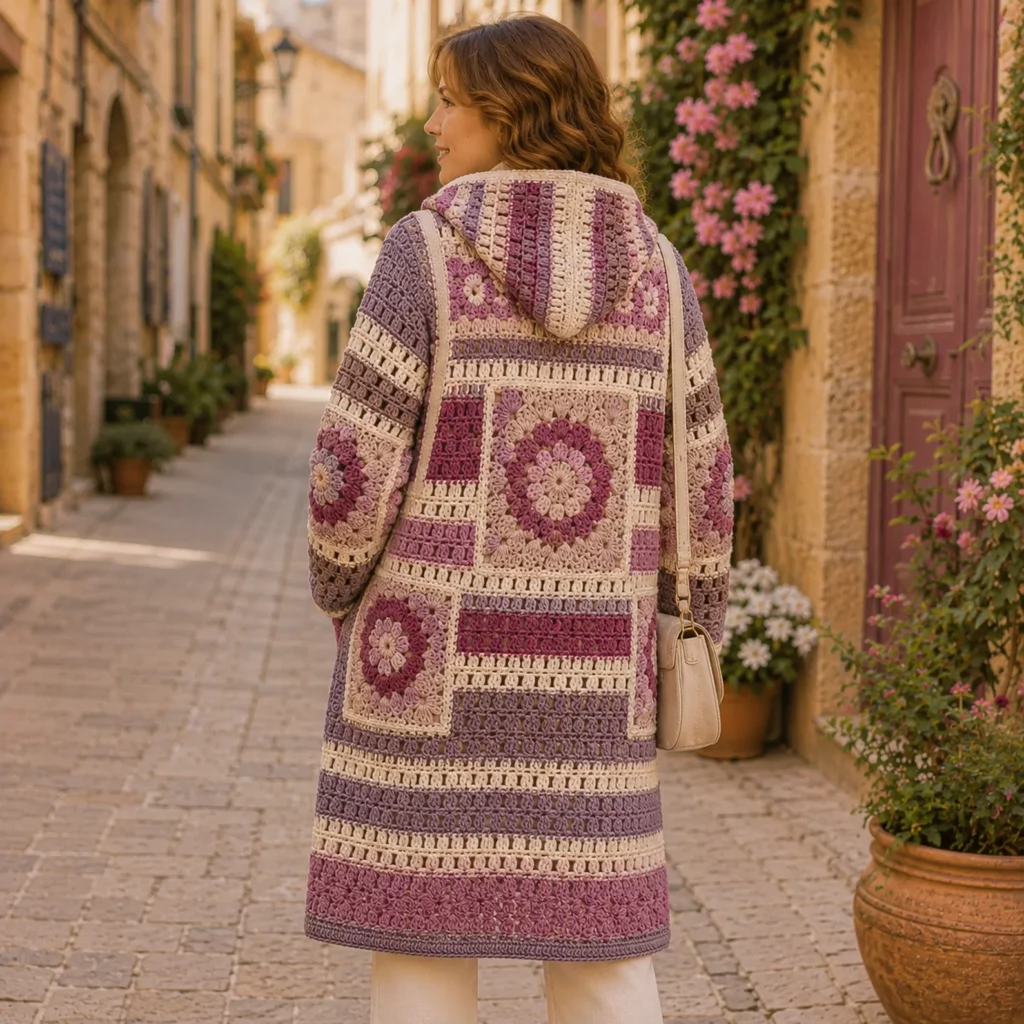 Crochet Pattern for a Boho Hooded Patchwork Coat 2_result