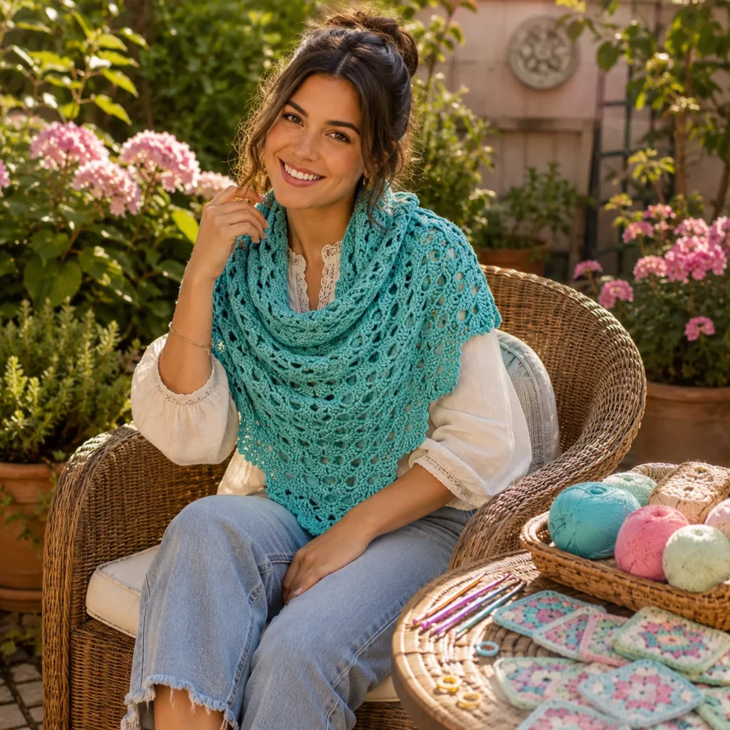Elegant Lace Crochet Bandana Shawl Pattern – A Beautiful Crochet Pattern for Stylish Everyday Wear 1_result