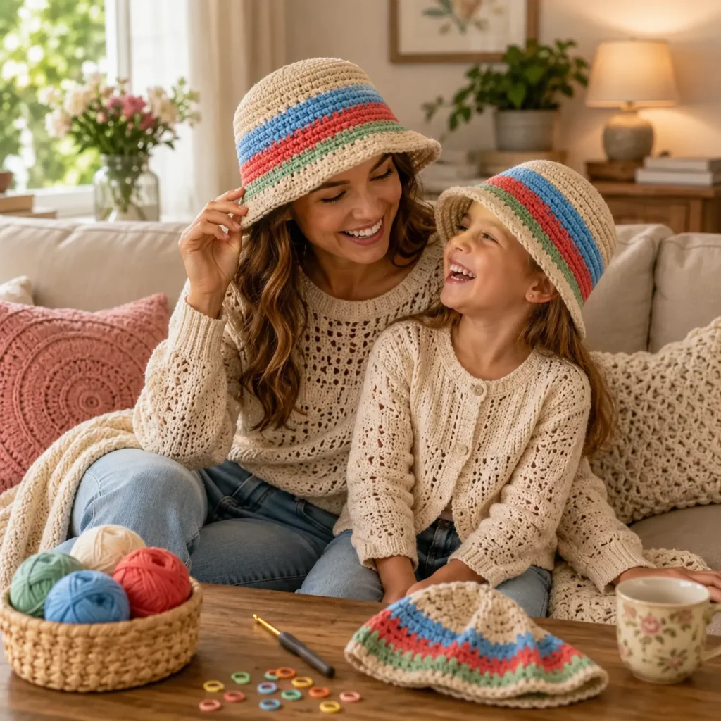 Striped Crochet Bucket Hat Pattern (Free)- Easy Round-Top Sun Hat With Bold Color Bands and a Sturdy Brim 3_result