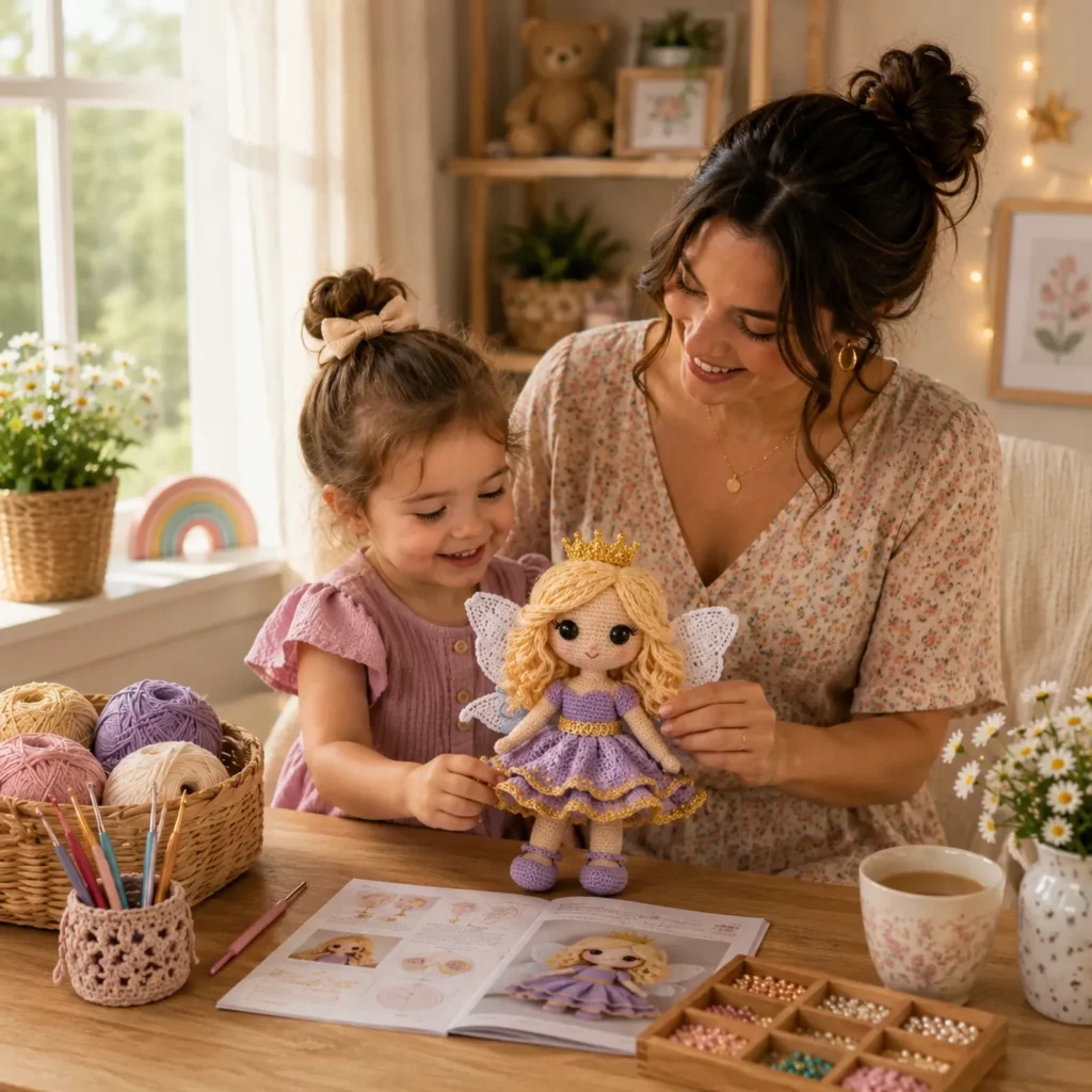 Princess Fairy Doll Crochet Pattern (Free)- A Royal Amigurumi With Crown, Wings, and a Ruffled Party Dress 1_result