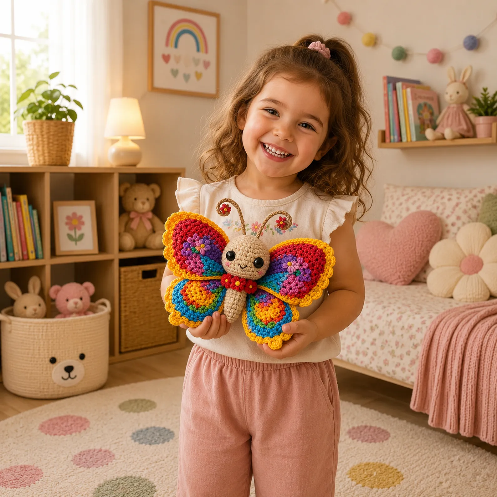 Crochet Butterfly Amigurumi Crochet Pattern With Rainbow Wings, Scalloped Edging, and Cute Antennae_result