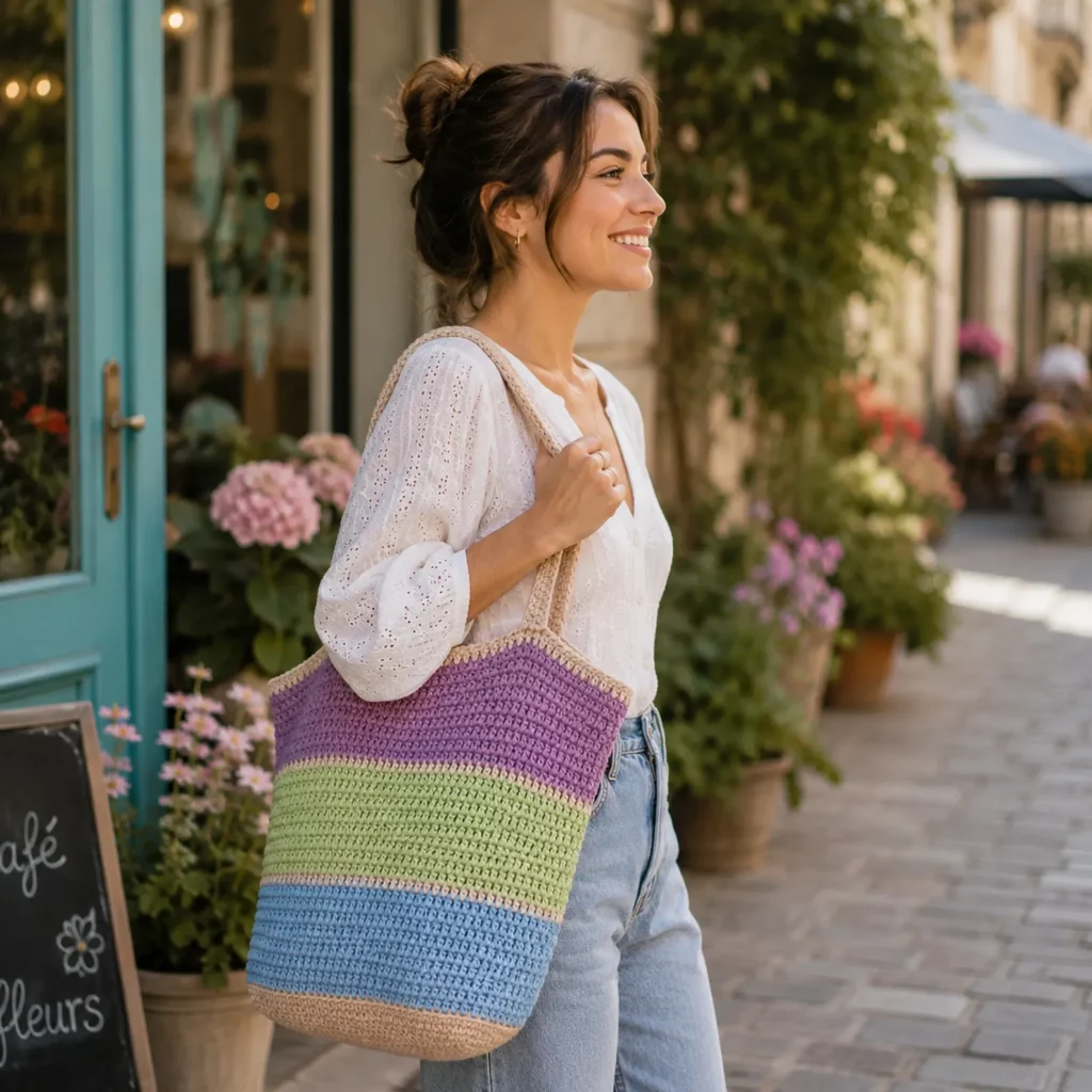 Colorful Striped Crochet Tote Bag Pattern – A Stylish and Practical Free Crochet Pattern 2_result