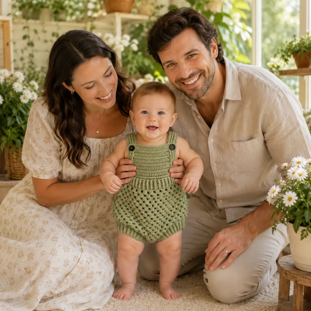 Cute Baby Crochet Pattern for a Textured Bubble Stitch Romper 2_result