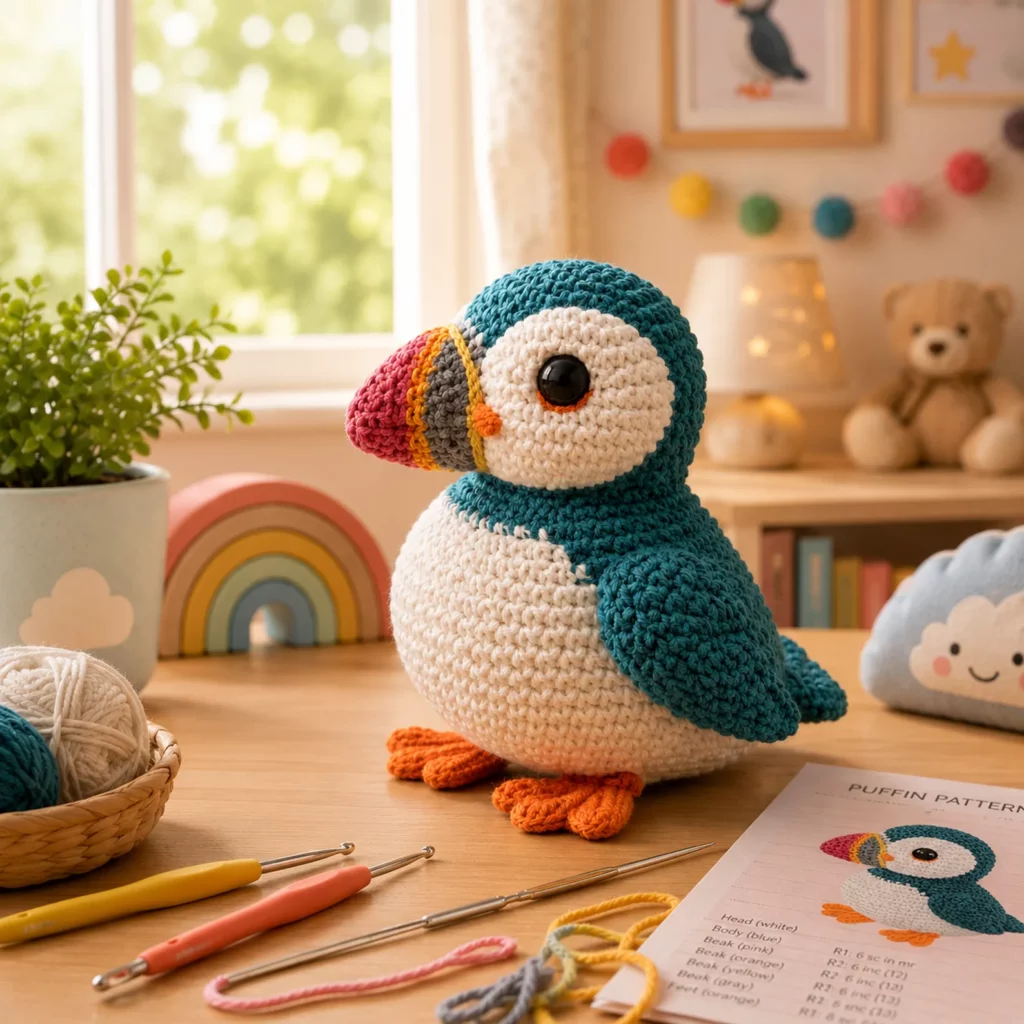 Puffin Amigurumi Crochet Pattern (Free)- A Cute Seabird Plush With Big Beak, Round Belly, and Flipper Wings 4_result