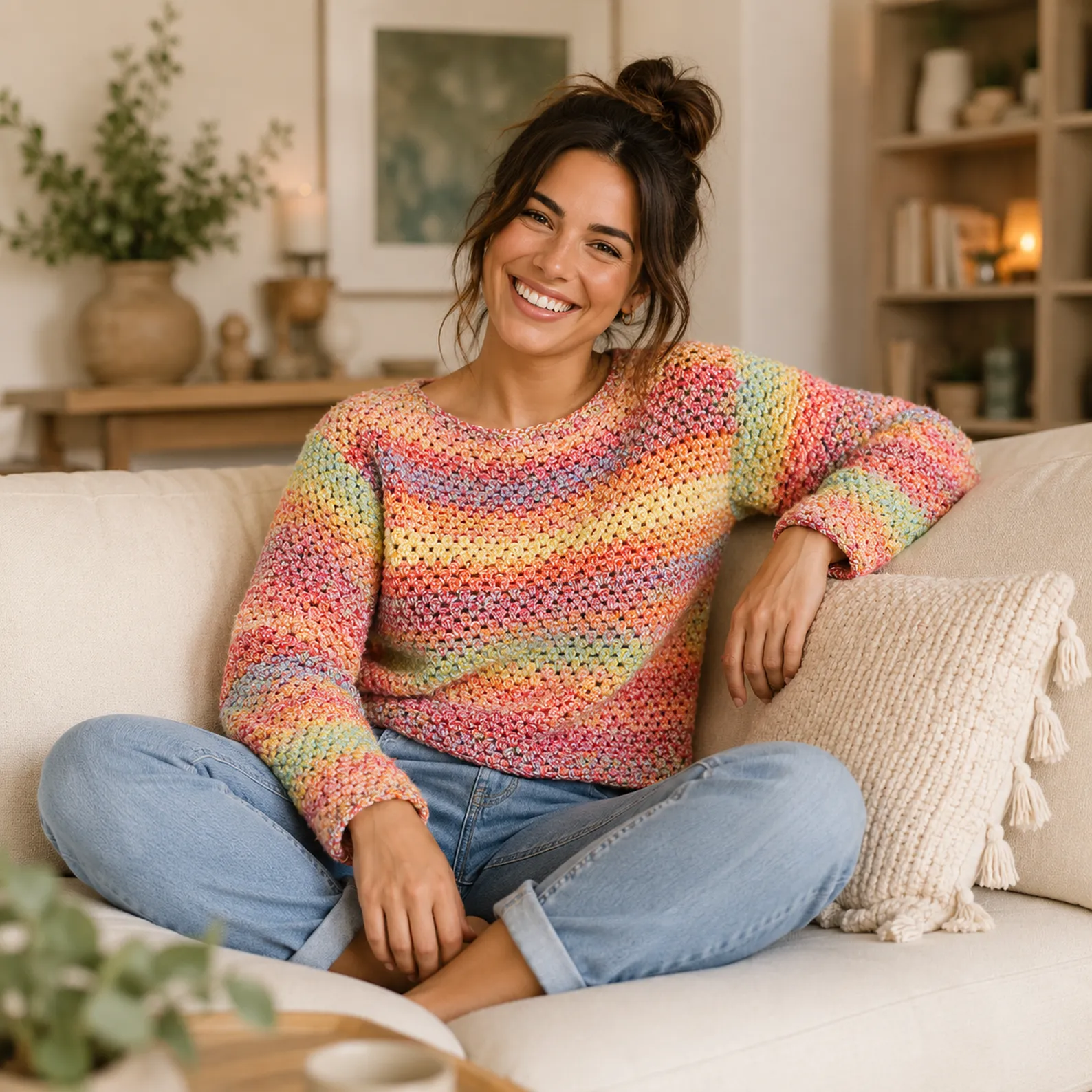 Colorful Crochet Pattern for a Cozy Women's Striped Pullover Sweater 1_result