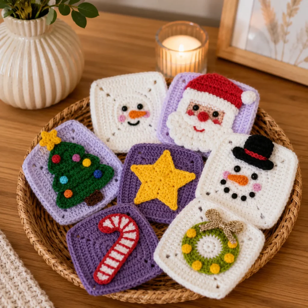 Christmas Granny Square Crochet Pattern Set
