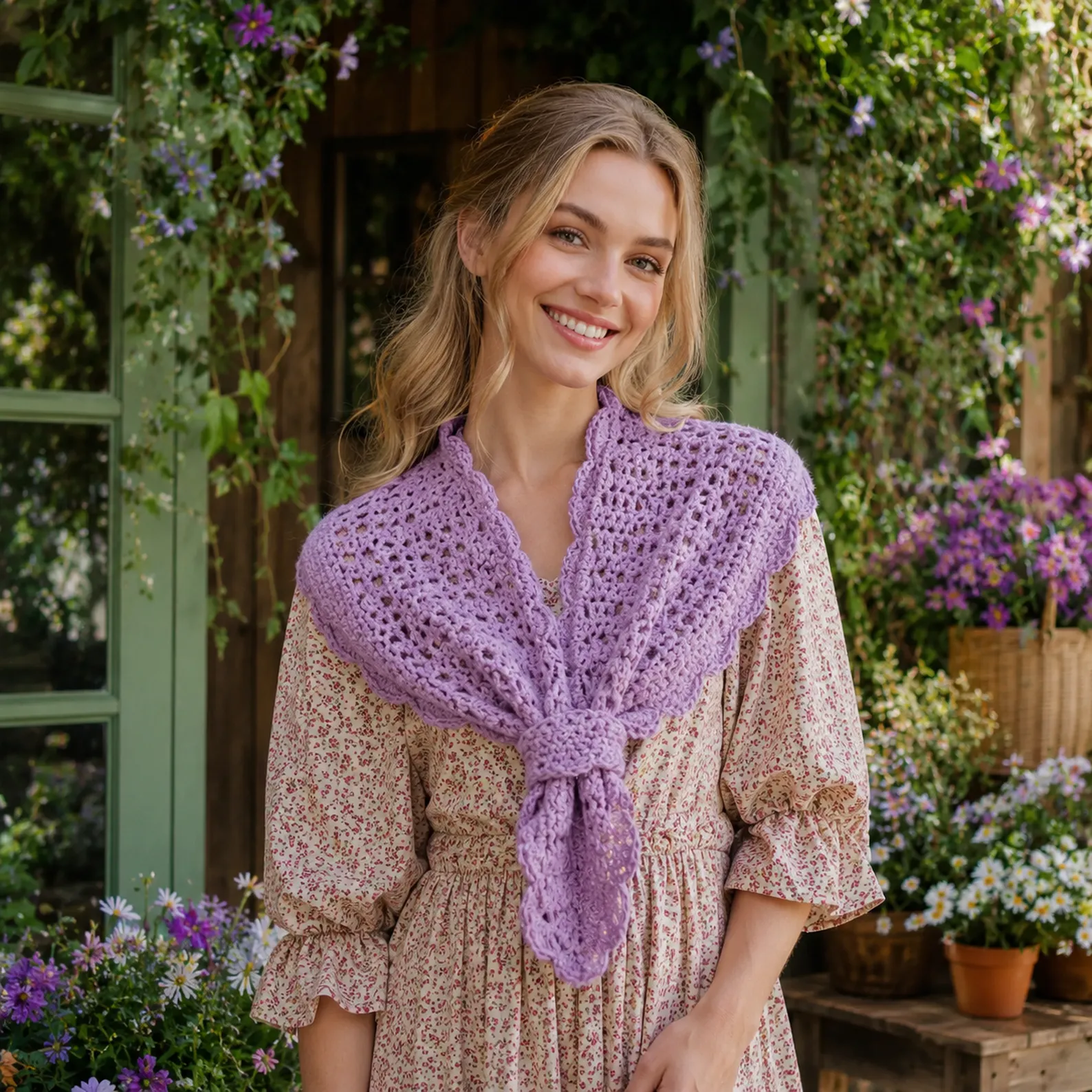 Elegant Crochet Pattern for a Vintage-Inspired Shoulder Scarf with Tie Closure