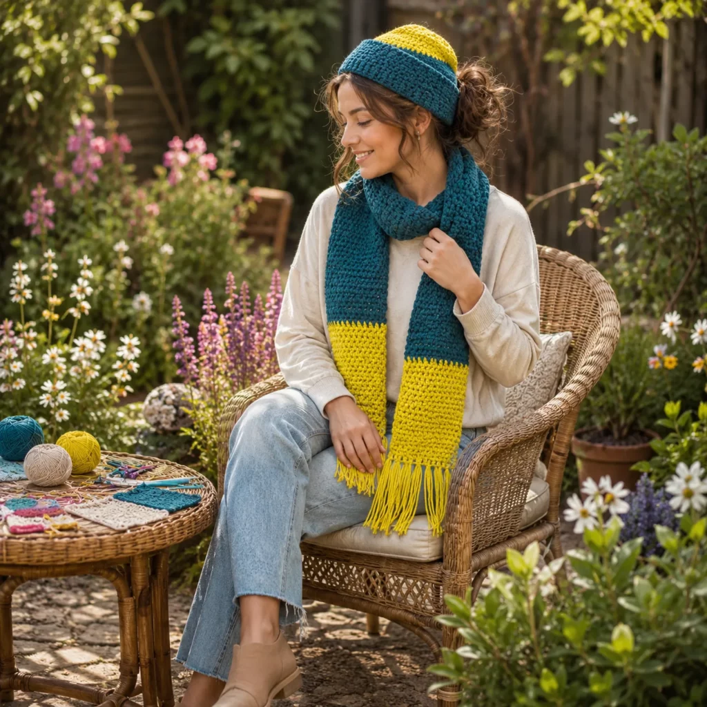 Cozy Color Block Crochet Hat and Scarf Pattern – A Stylish Winter Set for Beginners 1_result_result