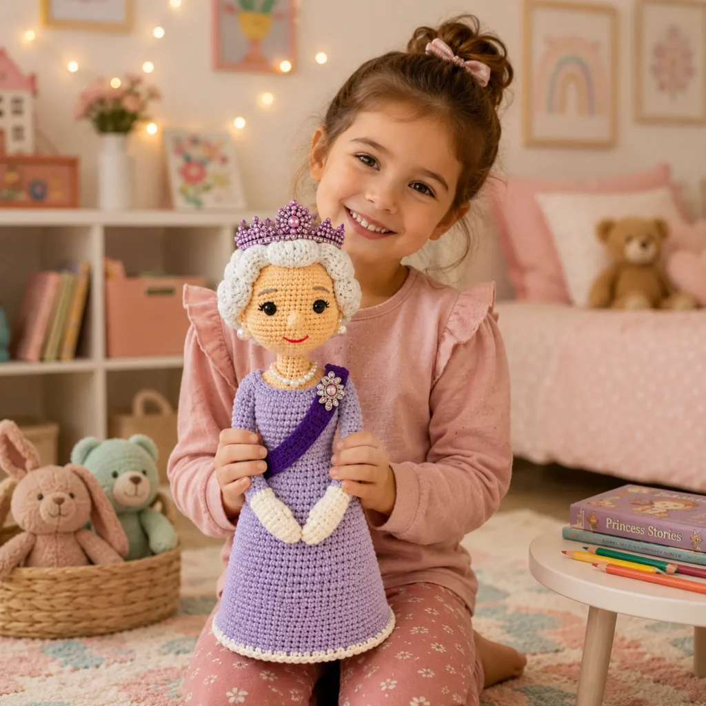 Royal-Inspired Amigurumi Doll Crochet Pattern With Crown, Sash, and Elegant Gown 2_result