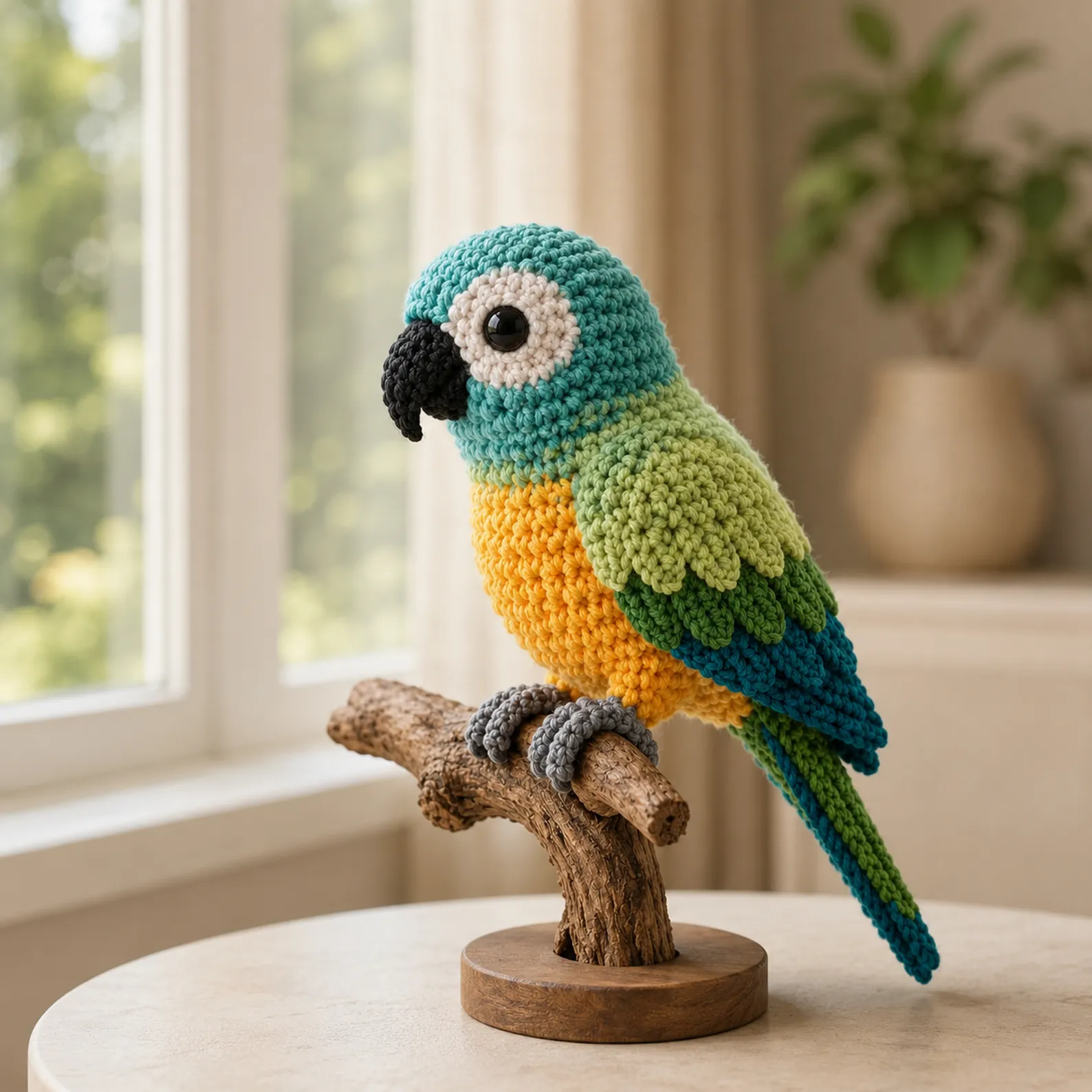 Crochet Parrot Amigurumi Crochet Pattern With Colorful Wings, Big Beak, and Perch Pose 3_result