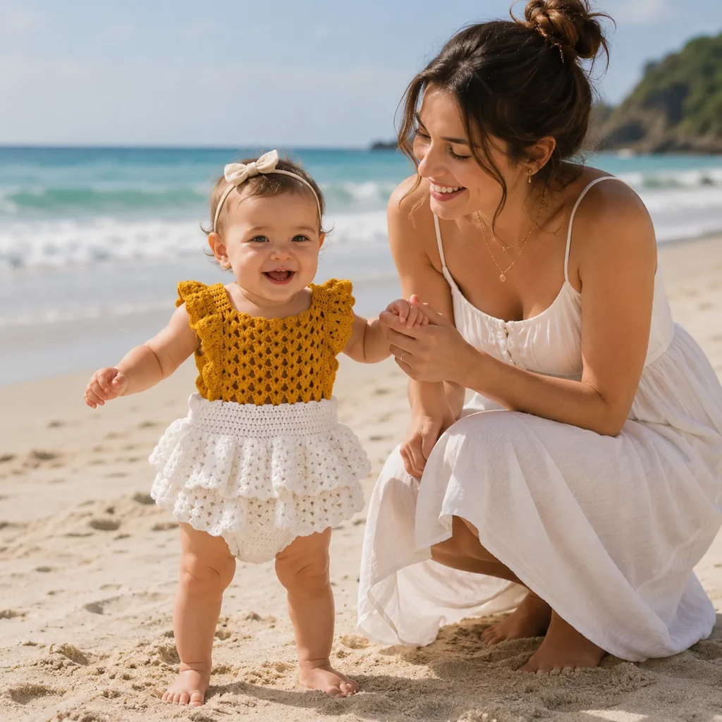 Adorable Baby Crochet Pattern for a Ruffled Summer Romper Dress 1_result