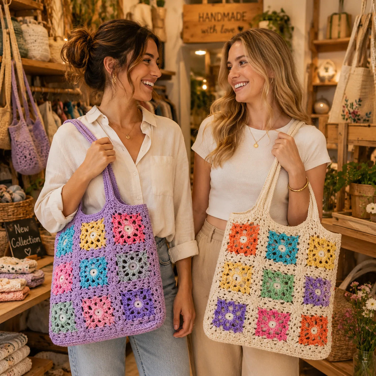 Granny Square Tote Bag Crochet Pattern (Free): A Colorful Patchwork Market Bag With Strong Straps and a Clean Lined Look