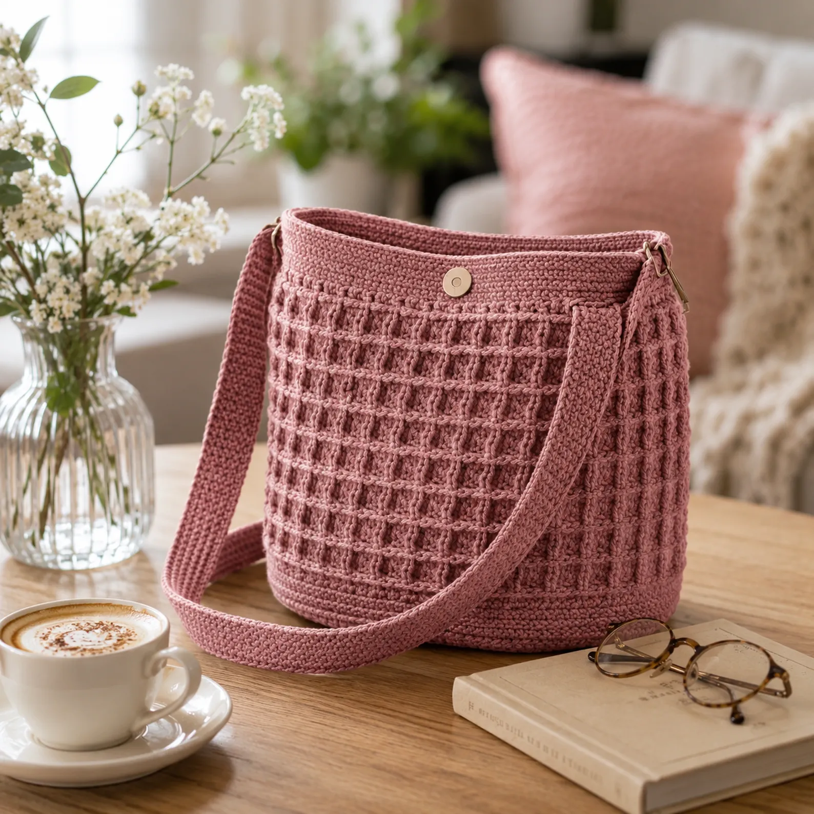Textured Crochet Crossbody Bag Pattern (Free)- A Modern Woven-Stitch Purse With Sturdy Strap and Magnetic Snap_result