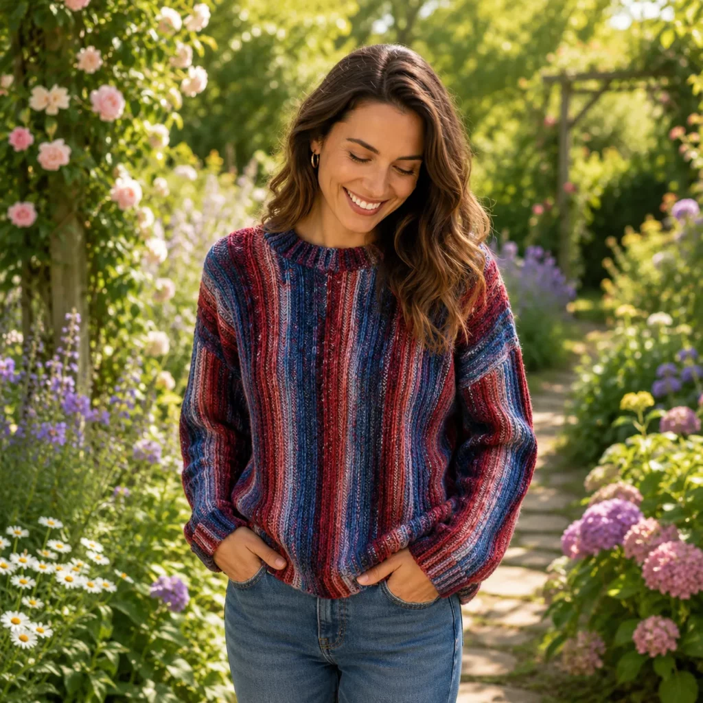 Vibrant Crochet Pattern for a Women's Multicolor Ribbed Sweater 2_result