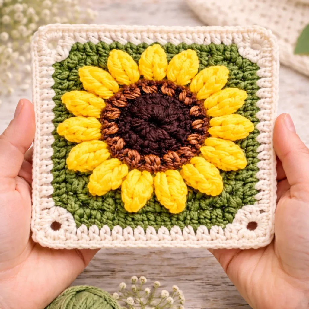Sunflower Granny Square Crochet Pattern 2_result