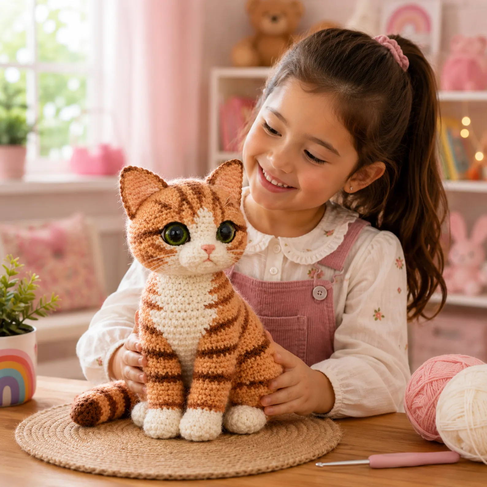 Tabby Cat Amigurumi Crochet Pattern (Free)- A Cute Realistic Kitty Plush With Big Eyes, Stripes, White Paws, and Curly Tail 2_result