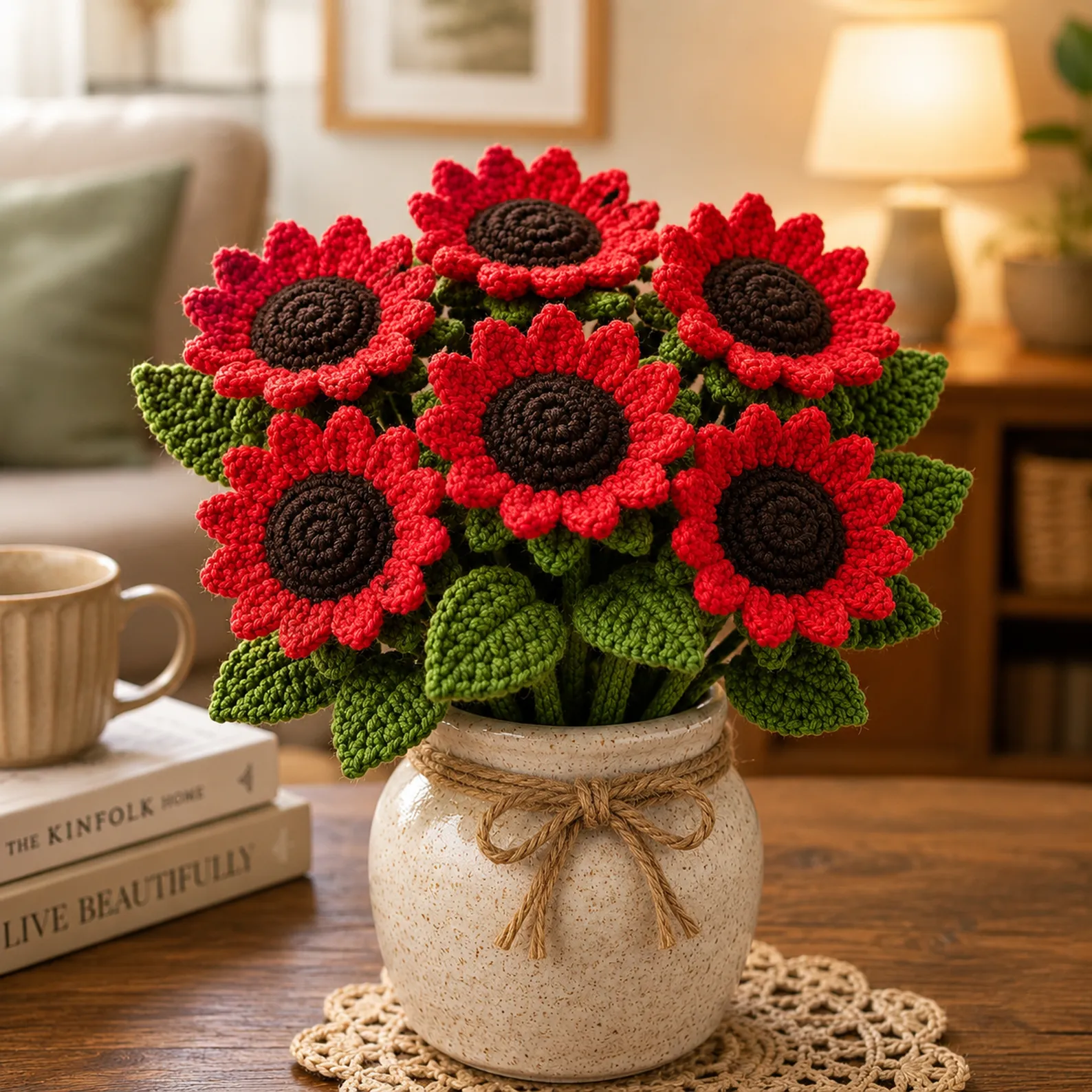 Crochet Sunflower Bouquet Pattern (Free): Easy Amigurumi Flowers With Leaves and Stems for a Cute Handmade Arrangement
