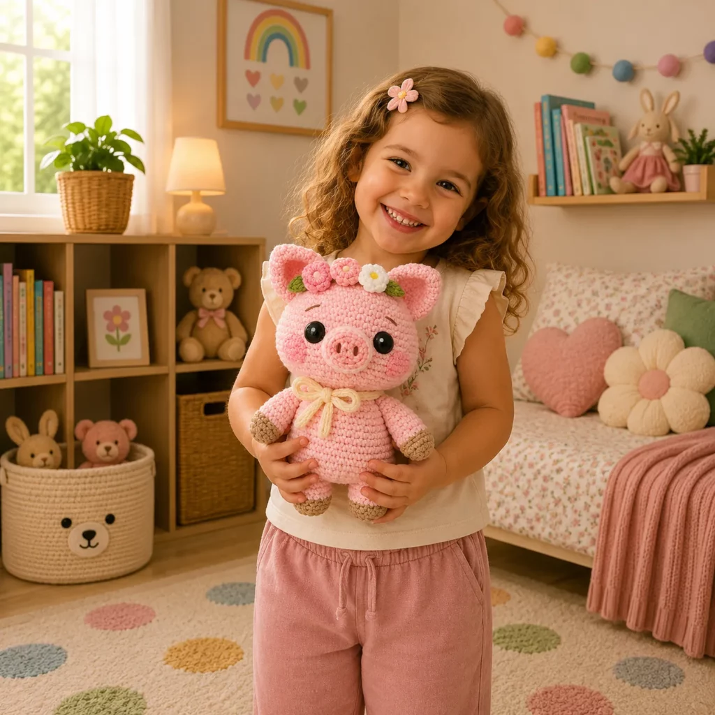 Crochet Pig Amigurumi Crochet Pattern With Flower Crown, Sweet Snout, and Tiny Hooves_result